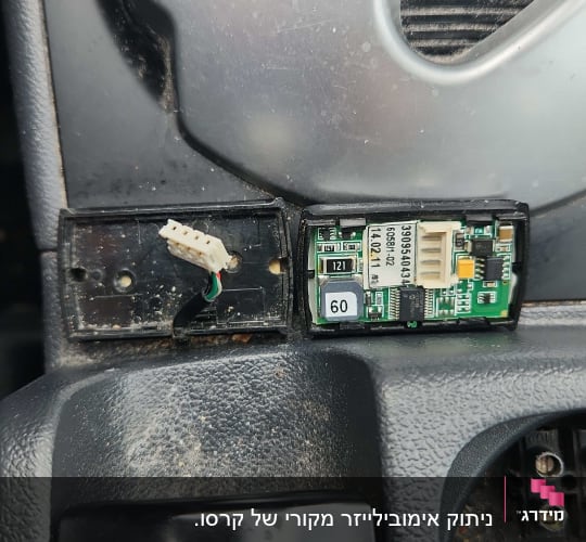 חלקים אלקטרוניים בתוך רכב, כולל חיווט ומתגים